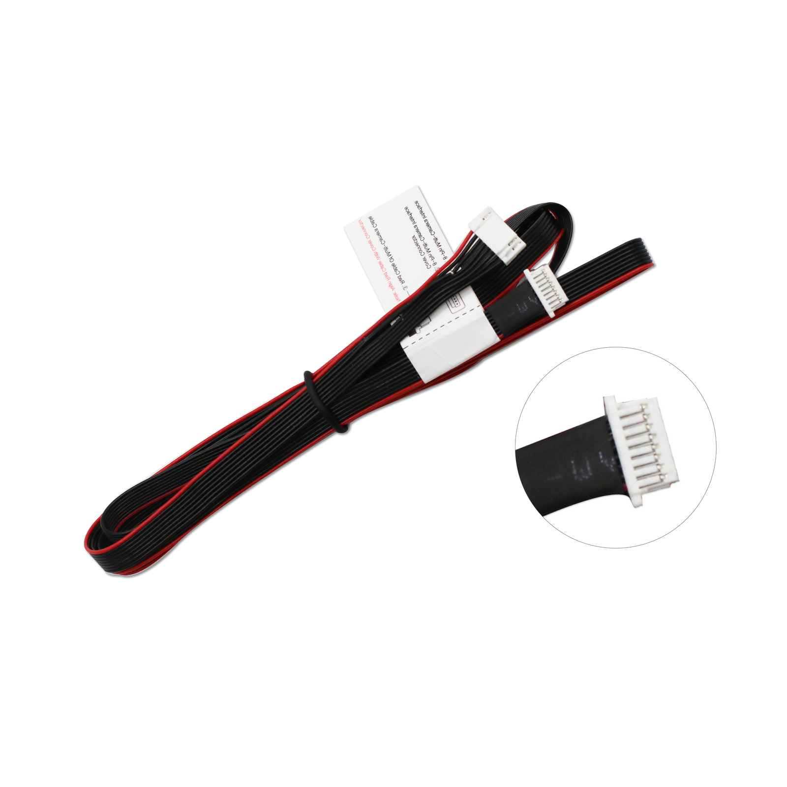 Isolated view of 1m 8-pin flat sync cable for Astra 2 and Gemini series multi-camera daisy chain connection.
