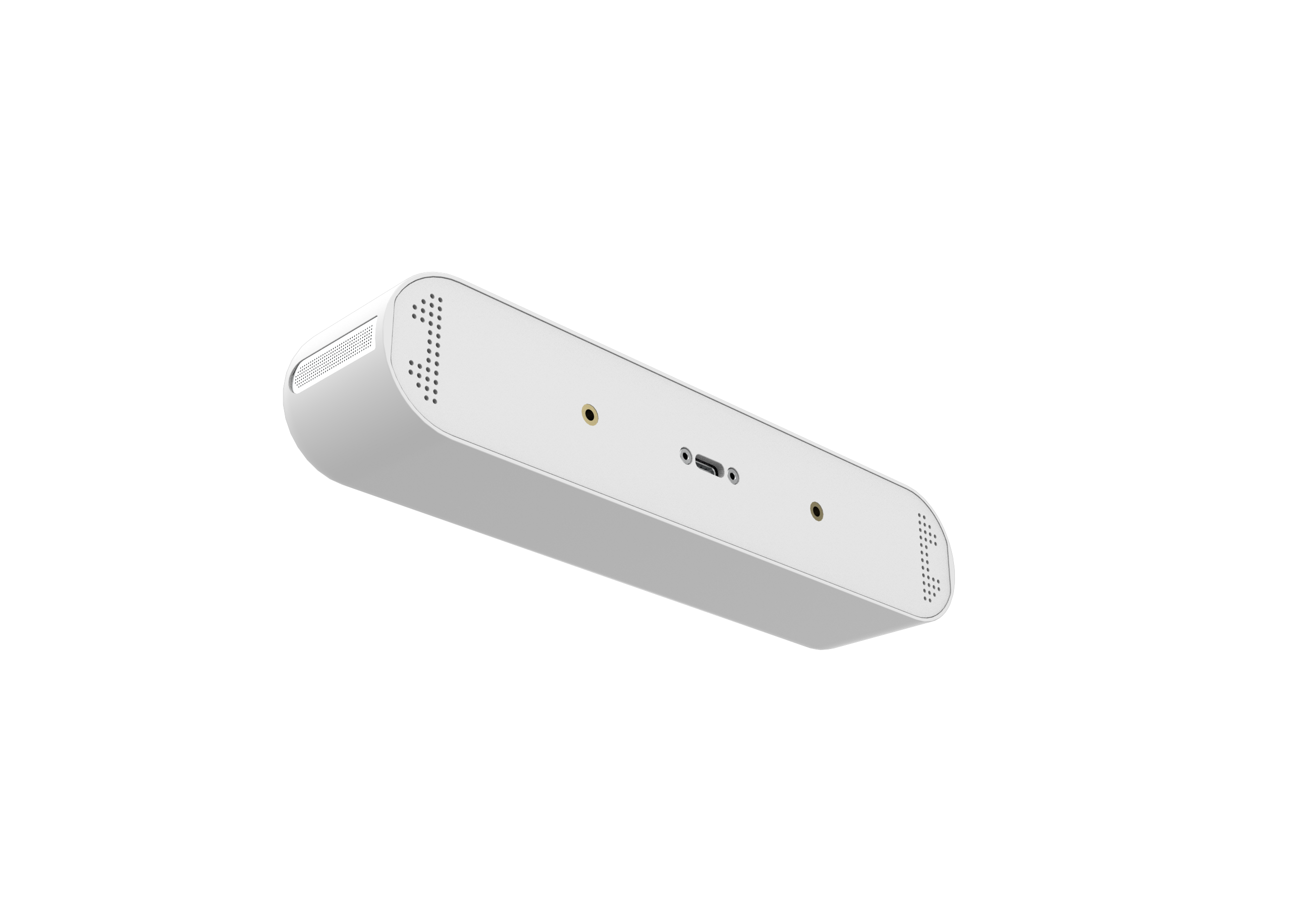 Rear angled view of Astra+ 3D sensor detailing the USB 3.0 Type-C connector and dual mounting threads.