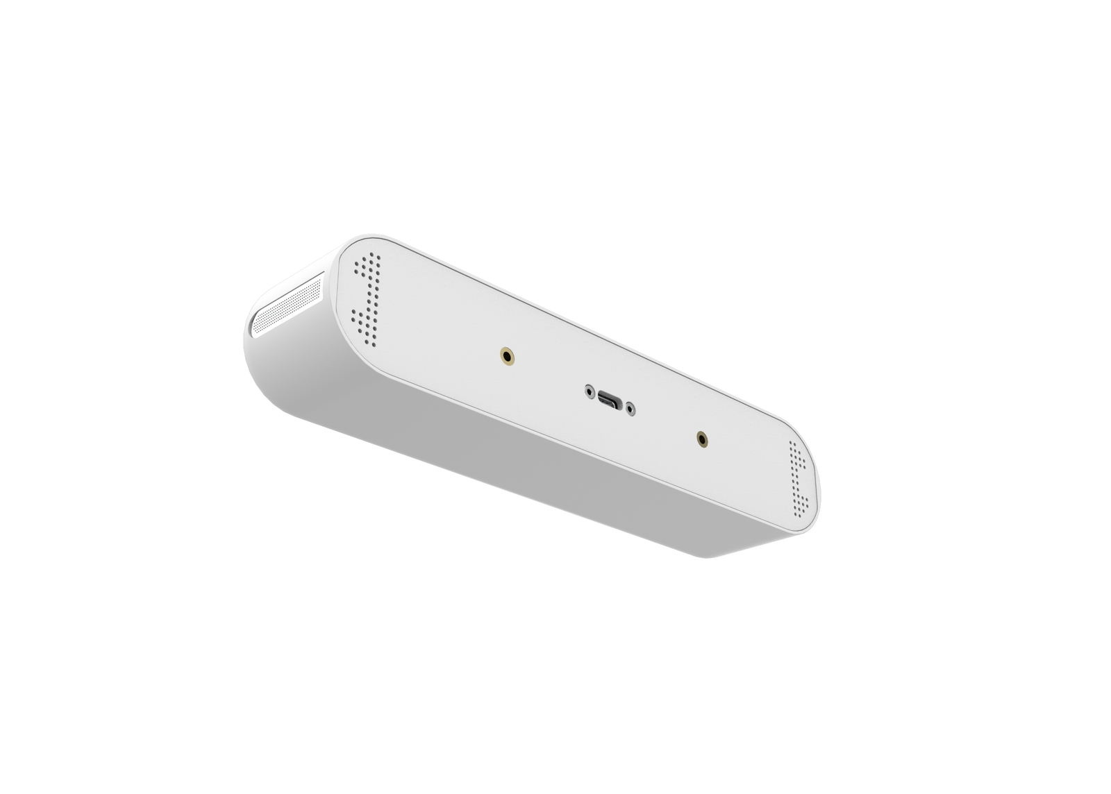 Rear angled view of Astra+ 3D sensor detailing the USB 3.0 Type-C connector and dual mounting threads.