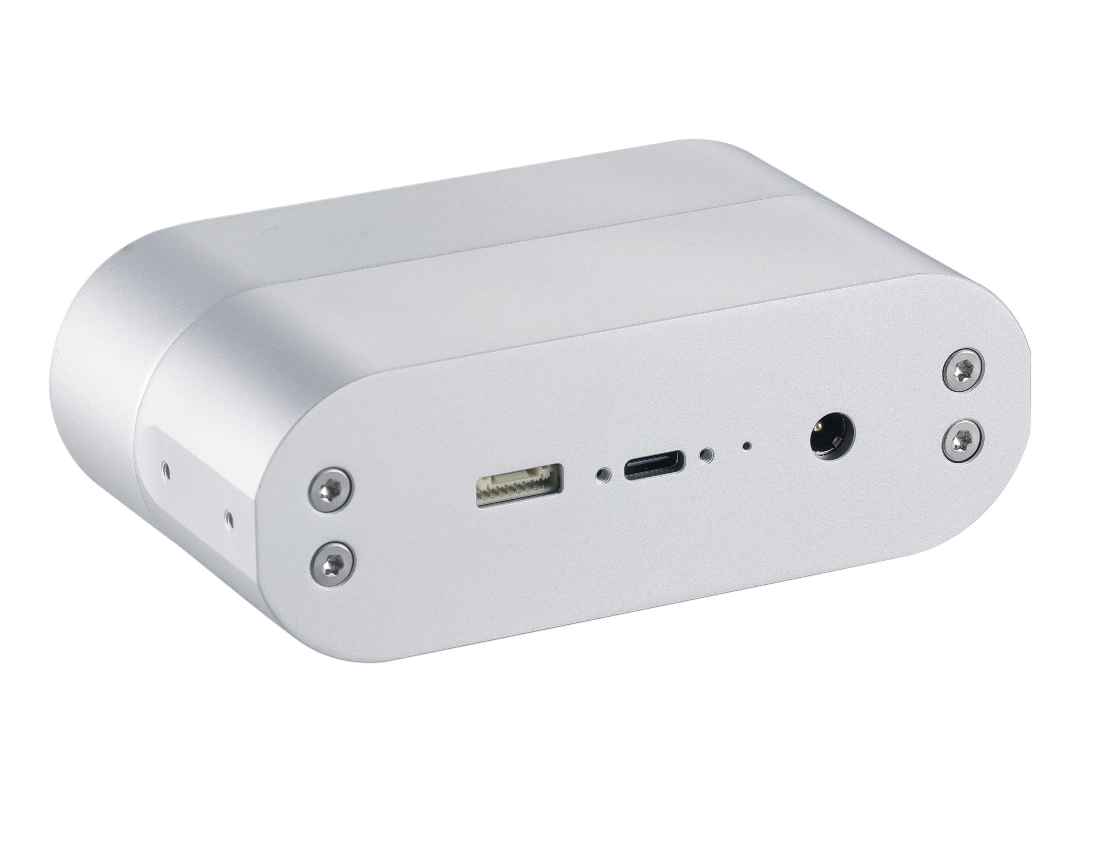 Rear view of Orbbec Femto Bolt showcasing USB-C, Sync Port, and Power Jack for multi-camera hardware synchronization.