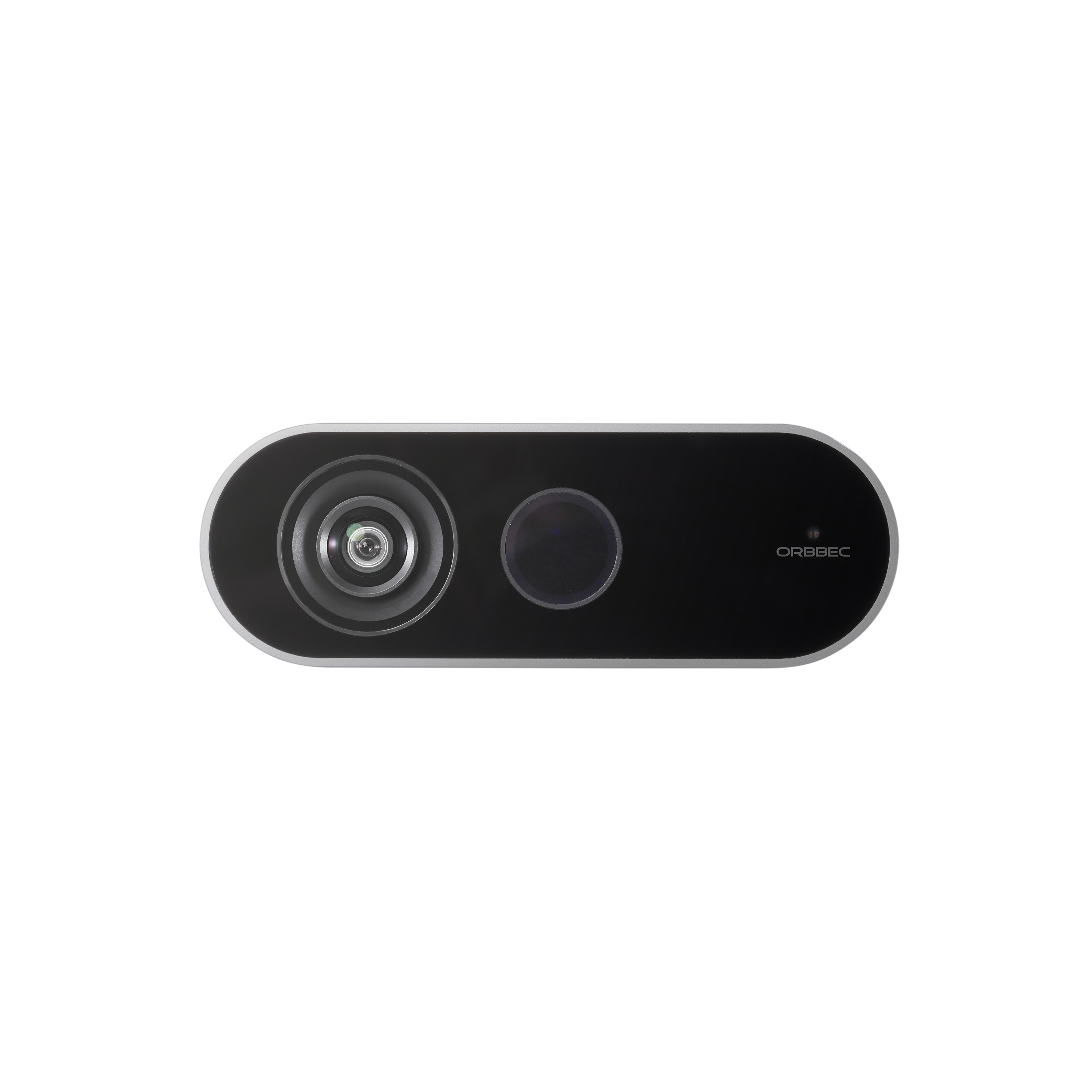 Front view of Orbbec Femto Mega 3D iToF camera built on NVIDIA Jetson platform with wide 120-degree FOV.