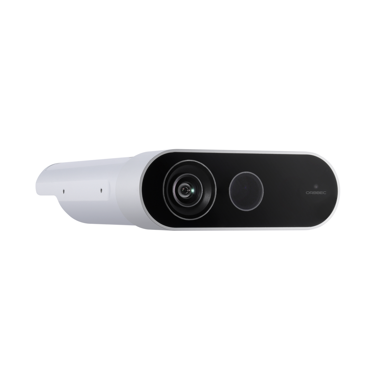 Left side view of Orbbec Femto Mega multi-mode depth camera, a fully compatible Microsoft Azure Kinect alternative.