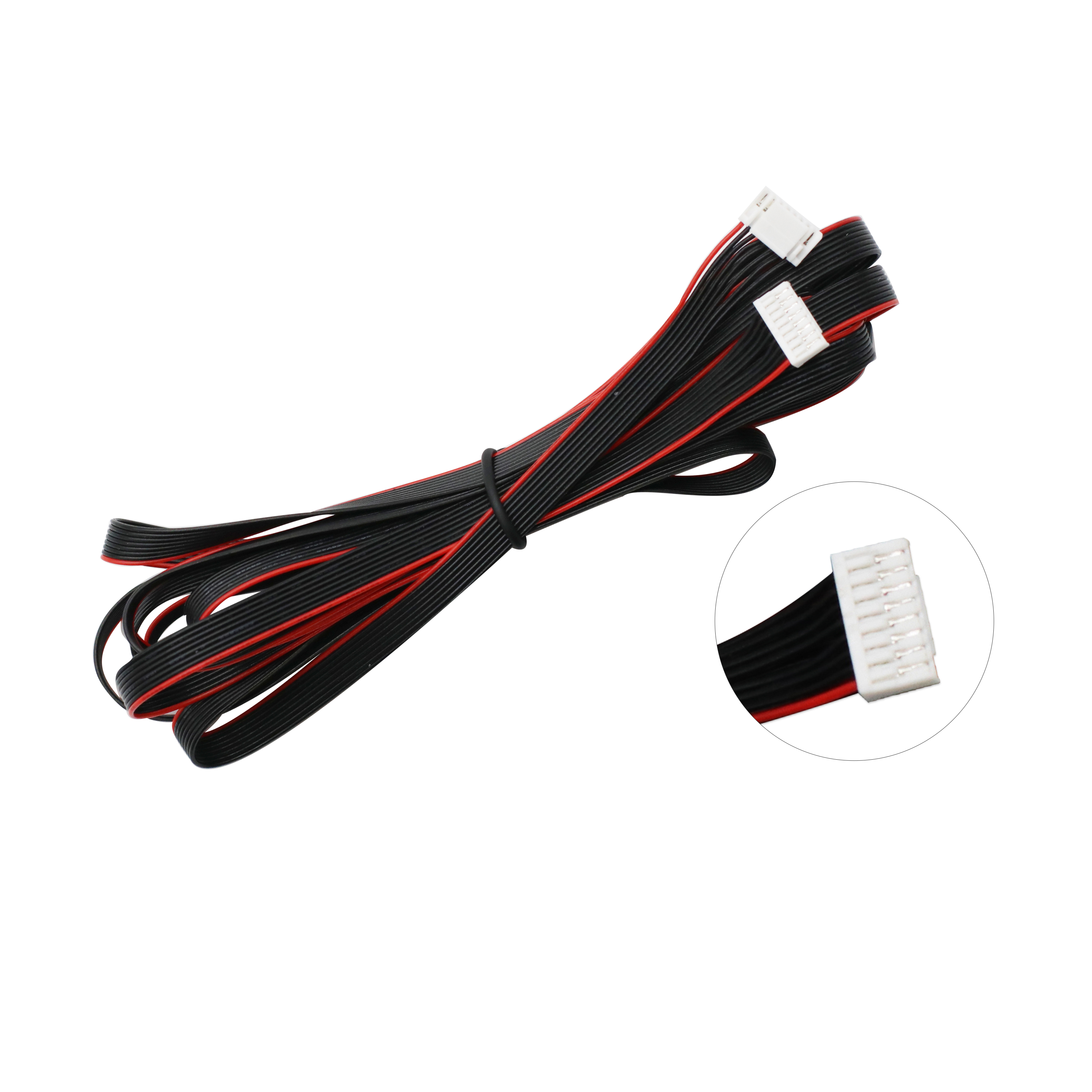 Isolated view of 1m 8-pin flat sync cable for Femto Mega and Femto Bolt multi-camera daisy chain synchronization.