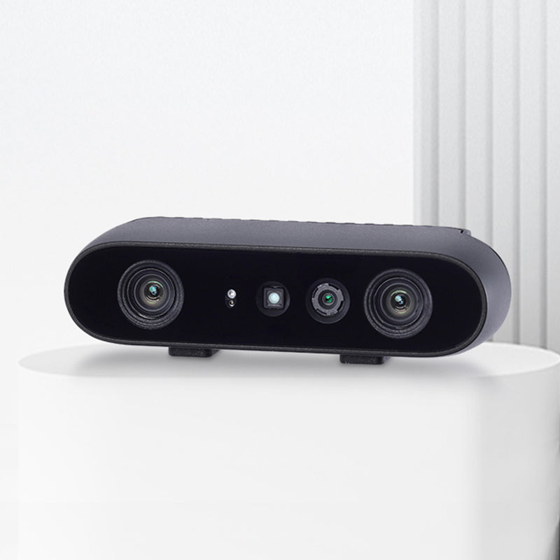 Angled promotional view of Orbbec Gemini 2 3D camera optimized for patient positioning and collaborative robotics.