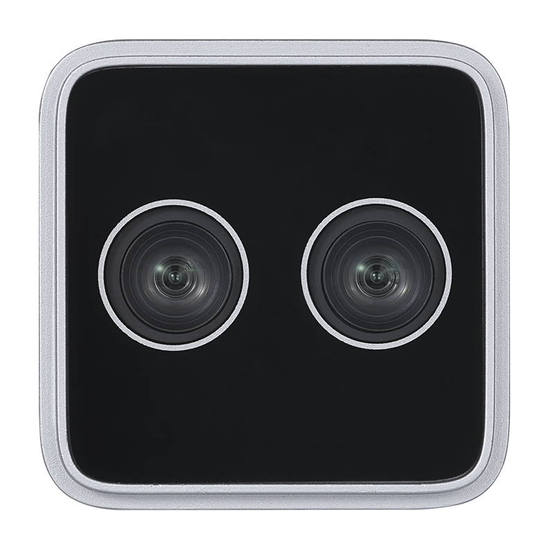 Front view of Gemini 305 stereo vision camera with dual global shutter sensors for dynamic scenes.