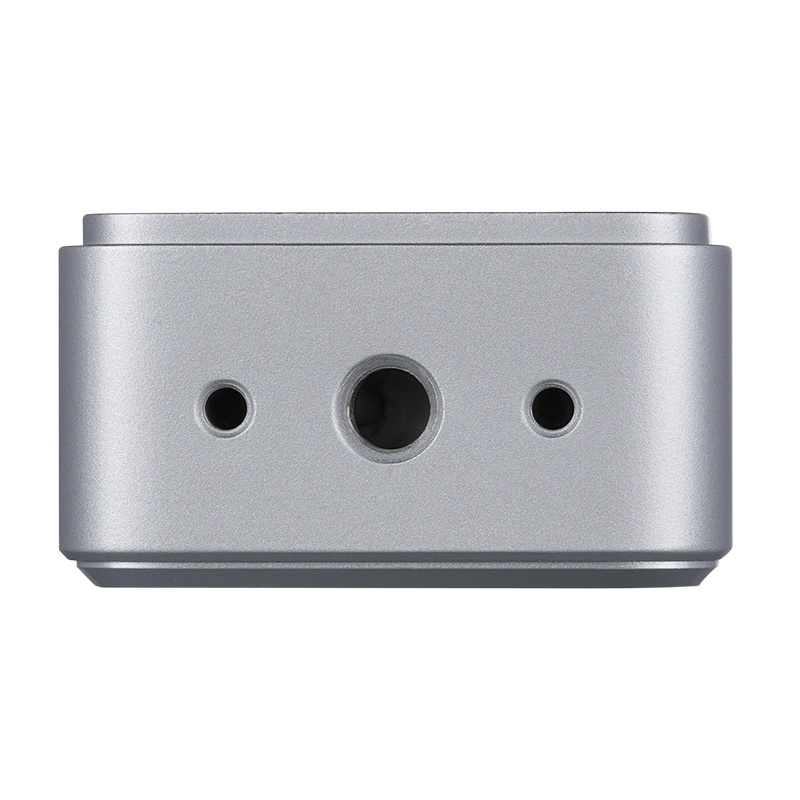 Bottom view of Gemini 305 camera highlighting 1x 1/4-20 UNC and 2x M3 thread holes for flexible mounting.