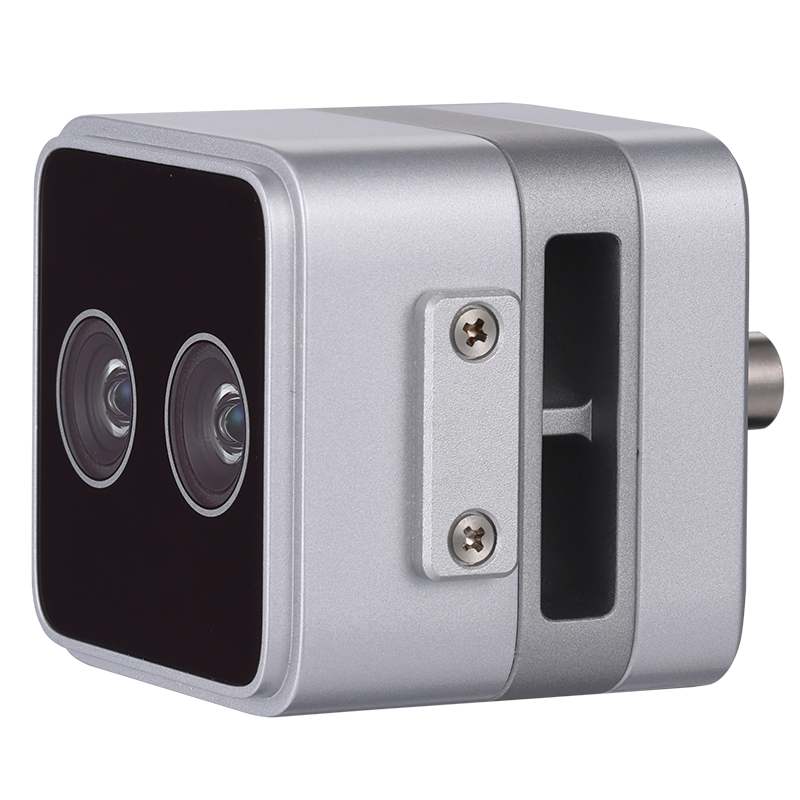 Angled side view of Orbbec Gemini 305g stereo vision camera delivering 4cm ultra-close range depth data.