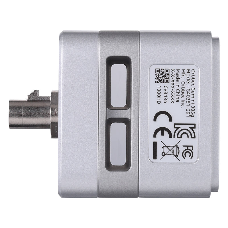 Side profile view of Orbbec Gemini 305g sensor outlining the compact 42mm x 42mm x 40mm dimension layout.