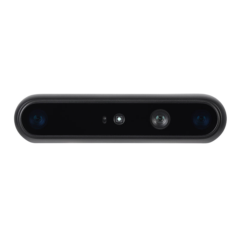 Front view of Orbbec Gemini 335Lg stereo vision 3D camera for autonomous mobile robots AMR and robotic arms.
