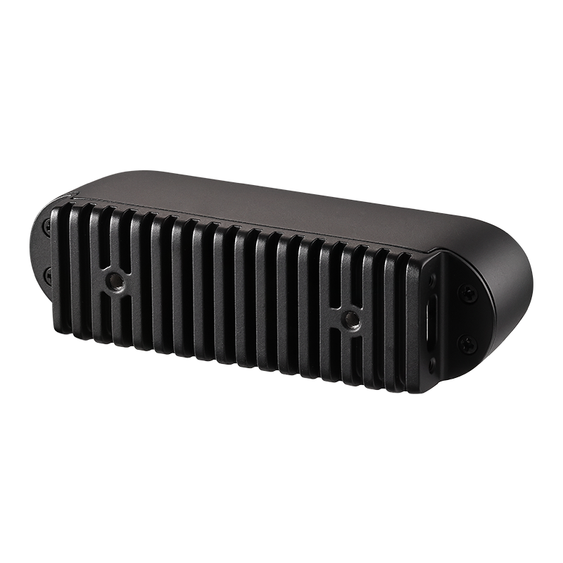 Rear view of Orbbec Gemini 336 3D camera showing robust industrial heatsink and the high-speed USB-C interface for stable data transmission.