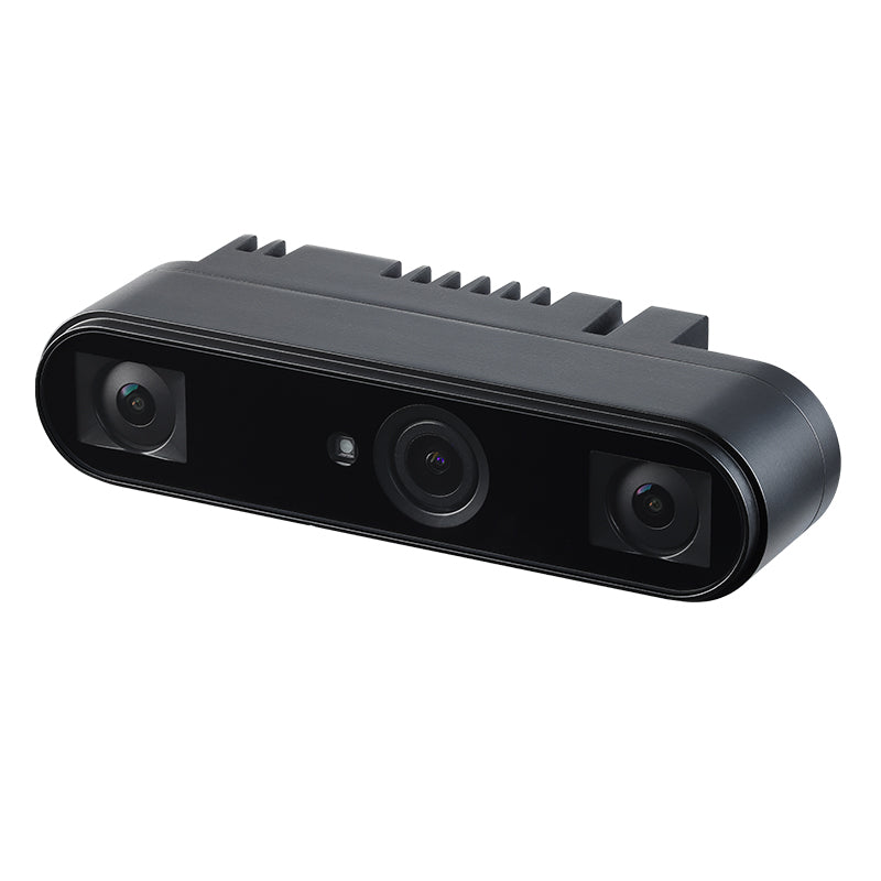 Isometric view of Gemini 345Lg rugged stereo vision camera built for outdoor robotics obstacle detection.
