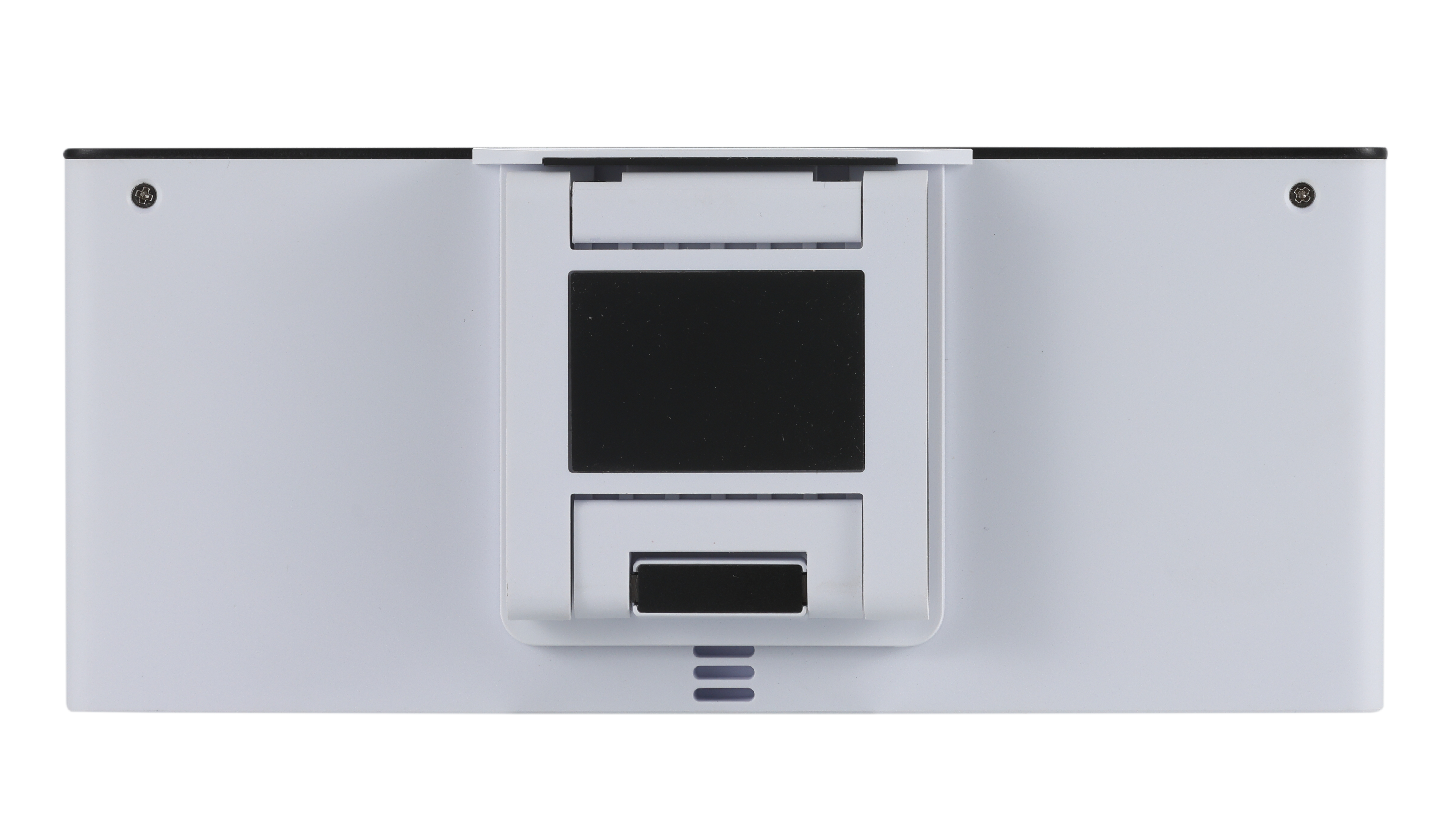 Bottom flat view of Persee 2 enclosure showcasing the foldable mounting bracket layout for stable deployment.