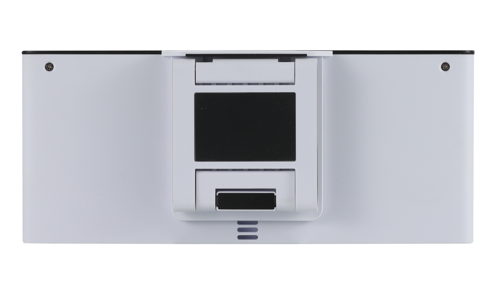 Bottom flat view of Persee 2 enclosure showcasing the foldable mounting bracket layout for stable deployment.