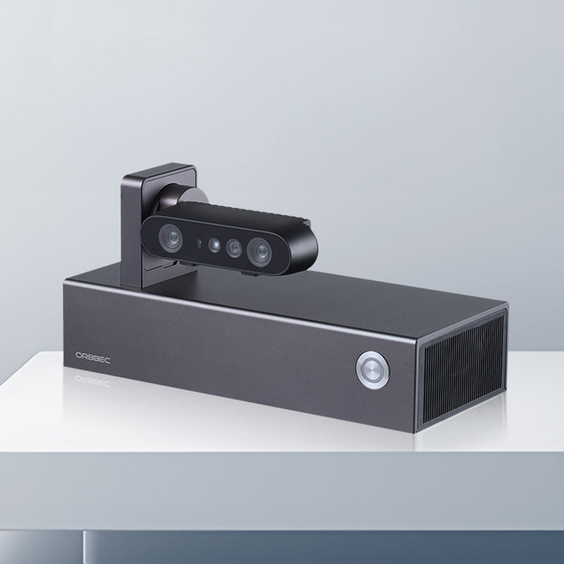 Promotional product view of Orbbec Persee N1 3D AI development kit integrated with NVIDIA Jetson Nano computing.