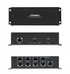 Multi-view photo of Sync Hub Pro showcasing the mountable industrial enclosure with RJ45 ports and switchable voltage.