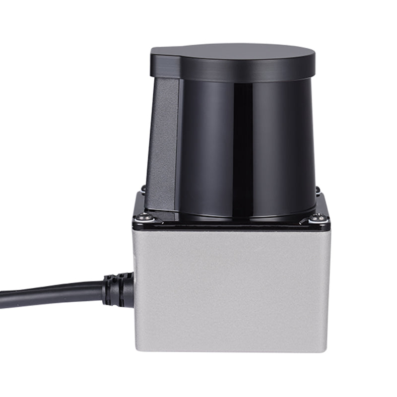 Side elevation photo of Pulsar SL450 laser sensor highlighting the 60mm compact square base footprint.